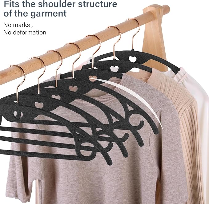 Velvet Hangers 100 Pack: Felt Clothes Hangers Heavy Duty Shirt Sweater Hangers No Shoulder Bump Non Slip Slim Thin Coat Hangers for Closet - Black Grey