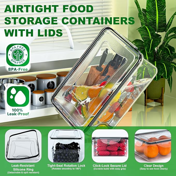 62 Pcs Large Food Storage Containers with Lids Airtight,Total 656OZ(31 Containers &31 Lids), Reusable BPA-Free Plastic Food Container for Kitchen Organization, Leakproof Meal-Prep Containers for Lunch