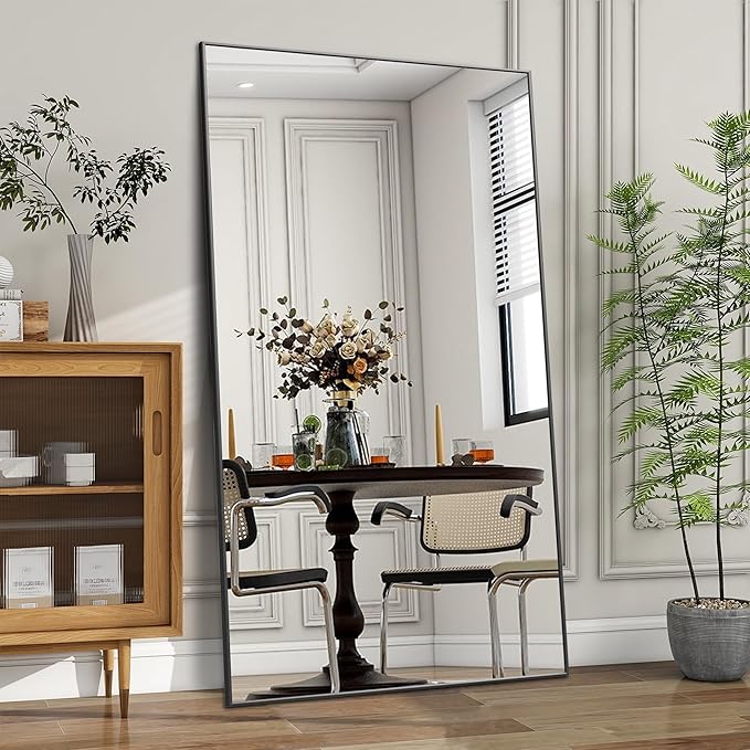 EOGOW 71" x 31" Full Body Mirror,Tempered Glass Shatterproof Full Length Mirror with Stand, Hanging, Wall Mounted Leaning for Bedroom Living Room Entryway