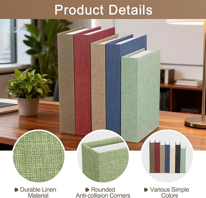 uxcell Decorative Books, 8.7 x 5.9 Linen Fake Books for Decoration Faux Decor Book for Modern Aesthetic Home Office Coffee Table Shelf Desktop Display, Grass Green