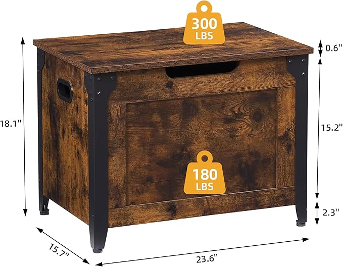 GAOMON Storage Chest, Wooden Storage Trunk with Metal Frame, Entryway Shoes Bench, Large Storage Organizer, Modern Style Lift-Top Storage Chest with Safety Hinge for Bedroom, Living room