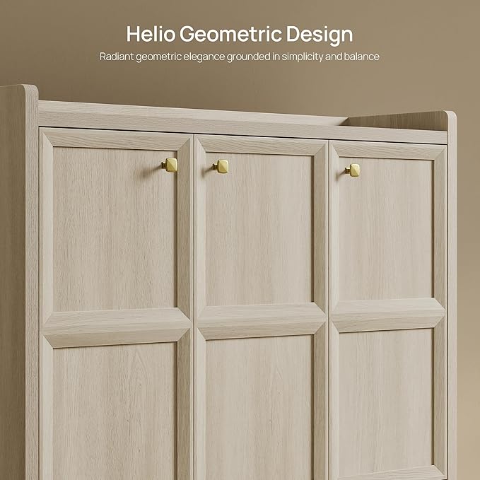 Sicotas Shoe Storage Cabinet for Entryway, 47.6" Wide 6-Tier Extra Large Shoe Cabinet with 3 Doors, Holds Up to 30 Pairs, Adjustable Shelves Shoes Rack Organizer for Hallway (Grey White Oak, 2 Pieces)