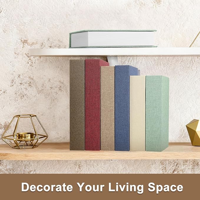 uxcell Decorative Books, 10.6 x 6.7 Linen Fake Books for Decoration Faux Decor Book for Modern Aesthetic Home Office Coffee Table Shelf Desktop Display, Beige