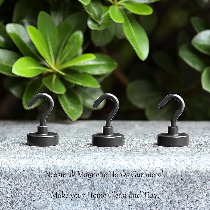 Neosmuk Magnetic Hooks, Heavy Duty 40lb+ Strong Magnet Hook for Cruise Cabins, Cruise Essentials 2026 for Hanging, Metal Wall Refrigerator Hangers (Grey, 10 Pack)