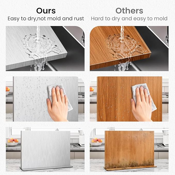THMINS Magnetic Knife Block Stainless Steel Double-Sided Magnetic Knife Holder, Universal Multi-function Display Rack for Kitchen Counter