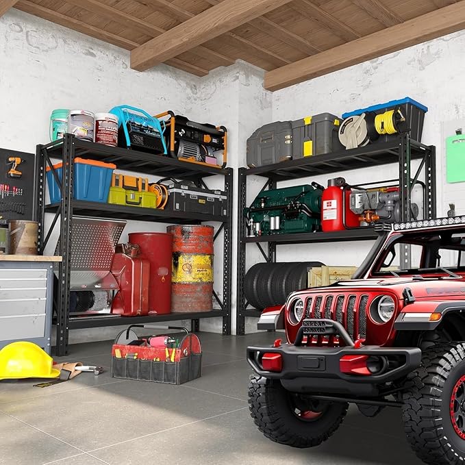 PRESTELION 67" W Garage Shelving Heavy Duty Storage Shelves 5100LBS, Adjustable 3 Tier Metal Shelving, Garage Storage Shelving and Pantry Industrial Shelf Utility Rack, 67" W×20" D×63" H, Black