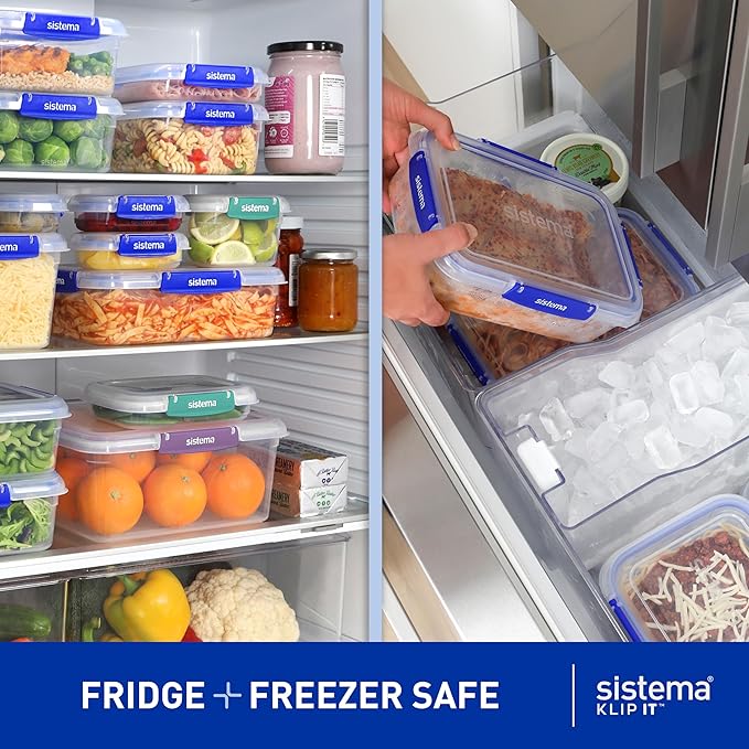 Sistema 20-Piece Food Storage Containers with Lids and Salad Dressing and Condiment Containers, Dishwasher Safe, Color May Vary