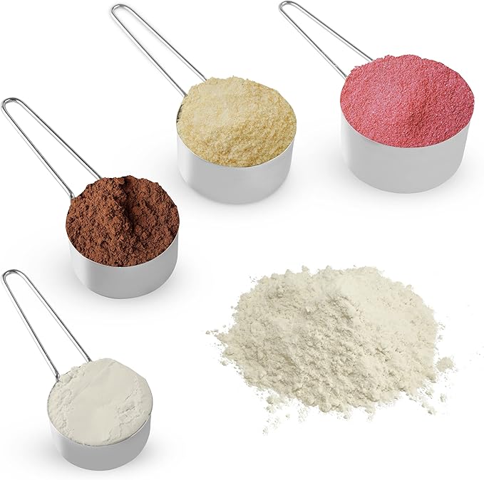 Stainless Steel Measuring Cups Set 4Pc Metal Culinary Couture For Dry Liquid Kitchen Gadgets (1, 4-Piece Set)