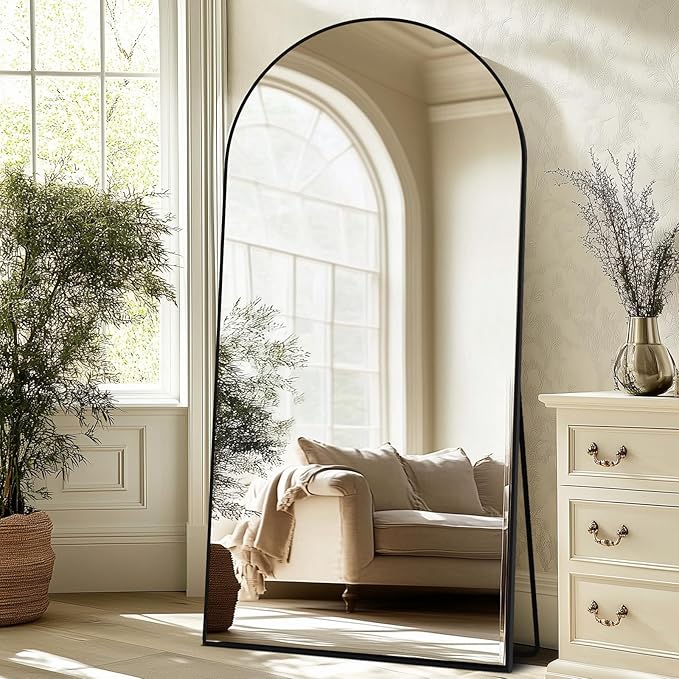 Oversized Full Length Mirror 81x41 Inch - Wall Mounted or Standing Floor Mirror with Aluminum Alloy Frame, Shatterproof Tempered Glass - Modern Mirror for Bedroom, Living Room, Closet, Black