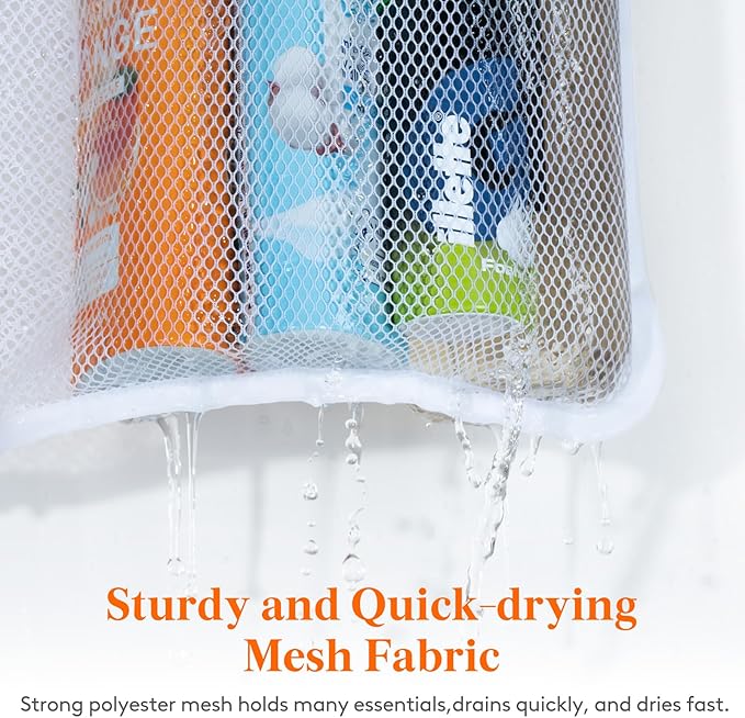 Lifewit Cruise Essentials Shower Caddy Must-Have, 9 Pockets Hanging Bathroom Organizer with Quick-Dry Mesh, Portable Shower Bag to Storage Soap, Shampoo, for RVing, Travel, Camping, White, 2 Packs
