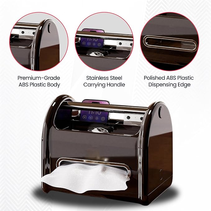 Tissue Box Cover Rectangular with Storage Tray | Multifunctional Facial Tissue Holder and Desk Organizer Napkin Holder | Side Table Unique Home Décor Tissue Box Covers for Vanity Counter Tops (Black)