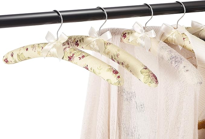 Padded Clothes Hangers for Sweaters – Women Padded Coat Hangers- Foam Hanger Non Slip Satin Canvas Covers for Adults Wedding Bridesmaid (Pack of 10)