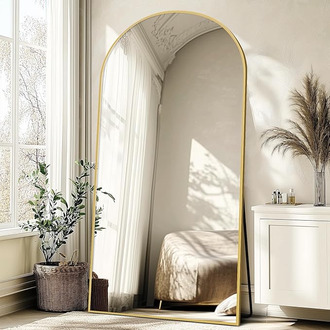 Oversized Full Length Mirror 81x41 Inch - Wall Mounted or Standing Floor Mirror with Aluminum Alloy Frame, Shatterproof Tempered Glass - Modern Mirror for Bedroom, Living Room, Closet, Gold
