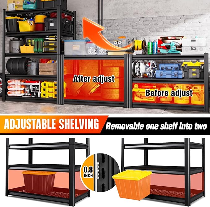 Storage Shelves,Adjustable Shelving Unit,5T Metal Garage Shelving ,Heavy Duty Garage Storage Shelves, Quick-Install Wire Shelving Unit Utility Rack Shelf for Warehouse, Pantry78’H*45.6''W*19.7’D