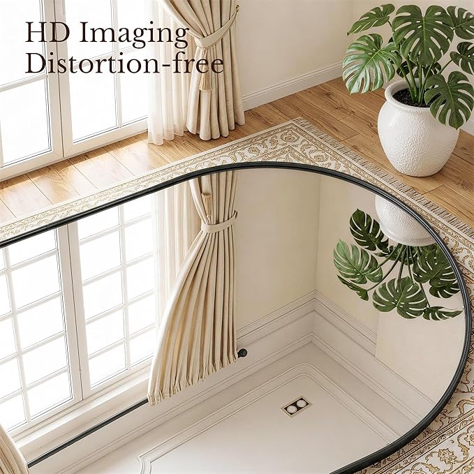 MISSDAY Large Arched Full Length Mirror, 81"x41" Oversized Full Body Mirror with Stand, Floor Mirror Long Free Standing, Leaning or Hanging, Frame Wall-Mounted Mirrors Wall Mirrors for Bedroom, Black