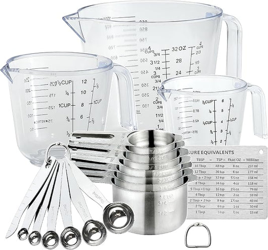 20PCS Measuring Cups and Spoons Set, Mituer Stainless Steel Nesting Kitchen Cooking Baking Measuring Set for Dry and Liquid Ingredients