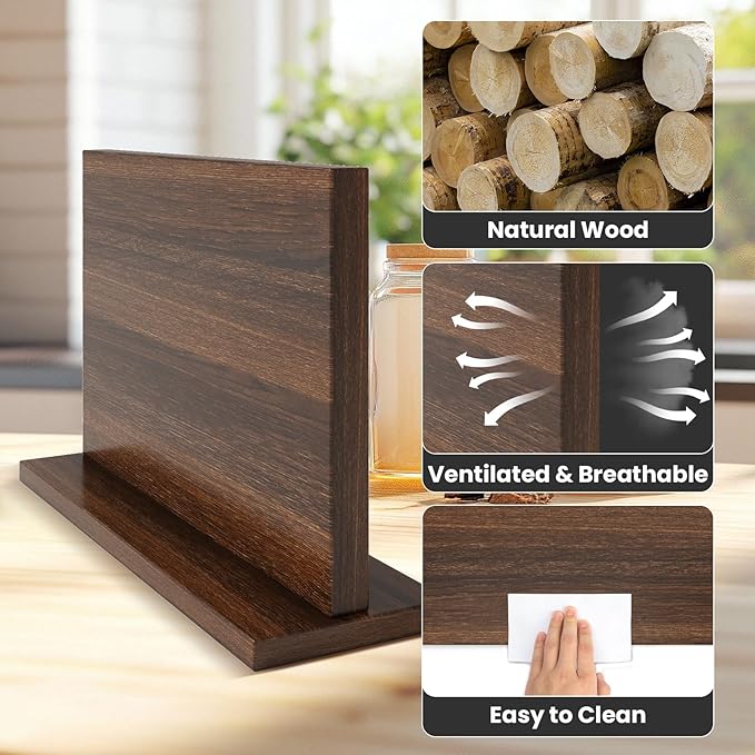 THMINS Magnetic Knife Holder, Double-Sided Magnetic Knife Block Universal Multi-function Display Rack for Kitchen Counter