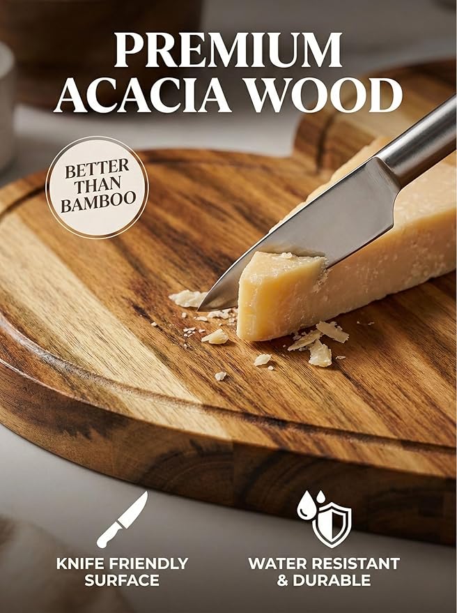 Heart Charcuterie Board 16 x 13.2 Inches - Acacia Wood Cutting Board, Heart Shaped Serving Tray - Mother’s Day Gifts for Mom, Wife, Grandma, Birthday Gifts for Mother & Grandmother