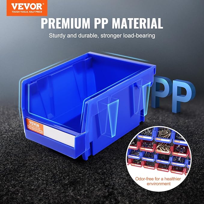 VEVOR Plastic Storage Bins 24 Pack (5 x 4 x 3-Inch), Hanging Stackable Storage Organizer Bins, Heavy Duty Stacking Containers for Closet, Garage, Office, or Small Parts Organization