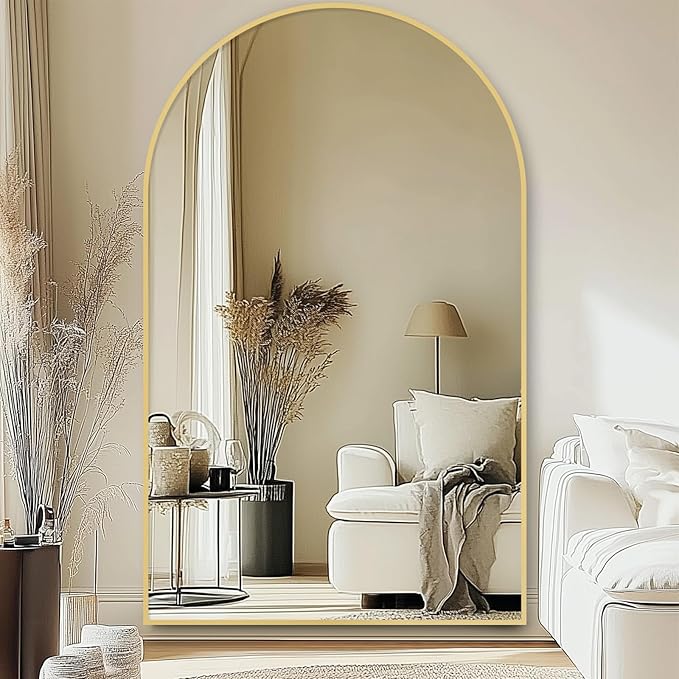 Oversized Full Length Mirror 72x44 Inch - Wall Mounted or Standing Floor Mirror with Aluminum Alloy Frame, Shatterproof Tempered Glass - Modern Mirror for Bedroom, Living Room, Closet, Gold