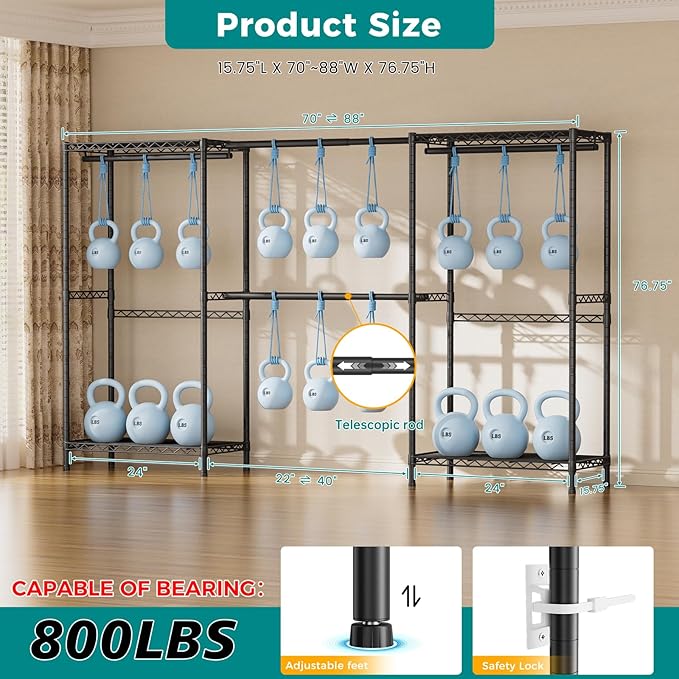 SINGAYE Clothes Rack Portable Closet Coat Wardrobe Heavy Duty Clothing Racks System Organizers and Storage for Hanging Clothes Garment Rack Adjustable with Shelves Black