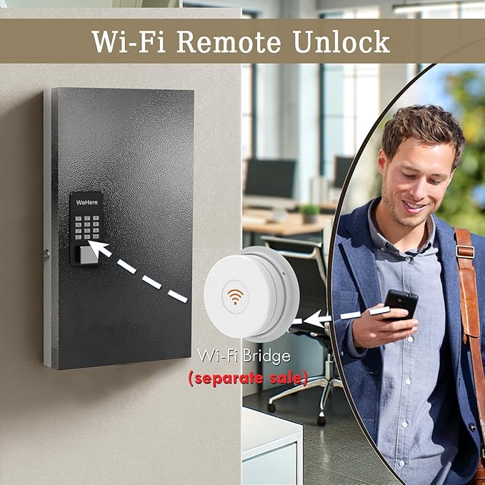 48-Key Key Lock Box Wall Mount, Smart Key Management Cabinet with App, Key Access Log Tracking, Digital Keypad, Bluetooth & WiFi Unlock (Sold Separately) for School, Office, Business