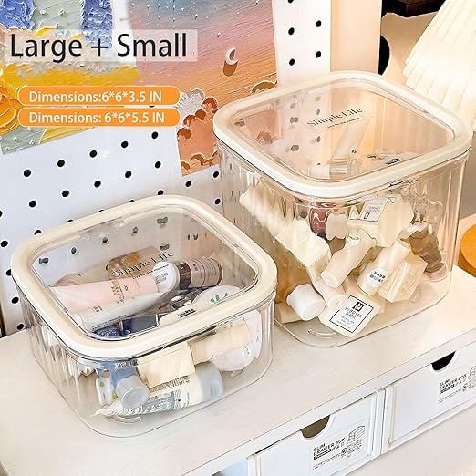 Mini Clear Coffee Pod Holder with Lid-Small Food Storage Organizer Bins-Clear Plastic Bins for Pantry, Kitchen-Cabinet Organization and Storage (1.9L/0.5 Gallon)