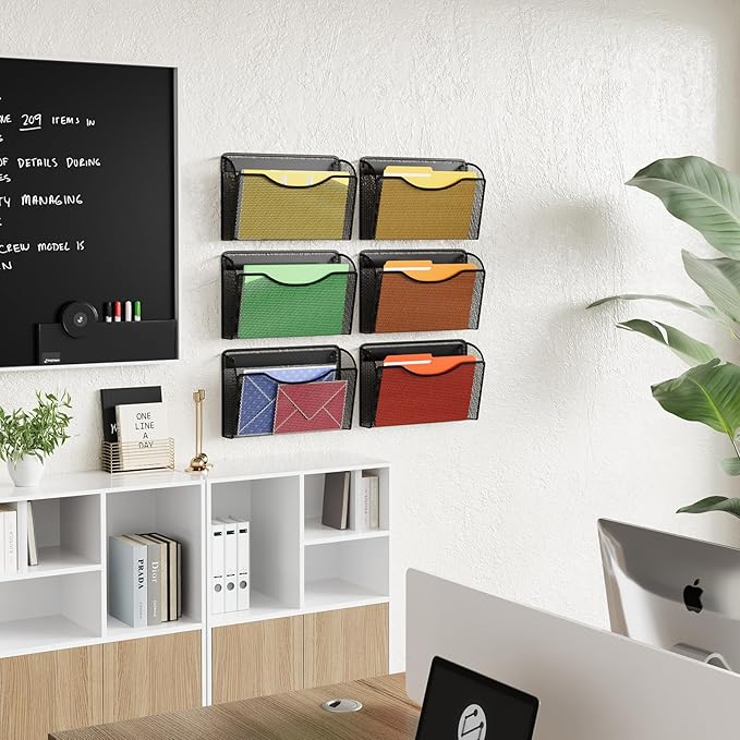 MINDEPOT Wall File Organizer,Hanging Wall Mounted File Folder Holder Mail Organizer for Office,Home and School Supplies