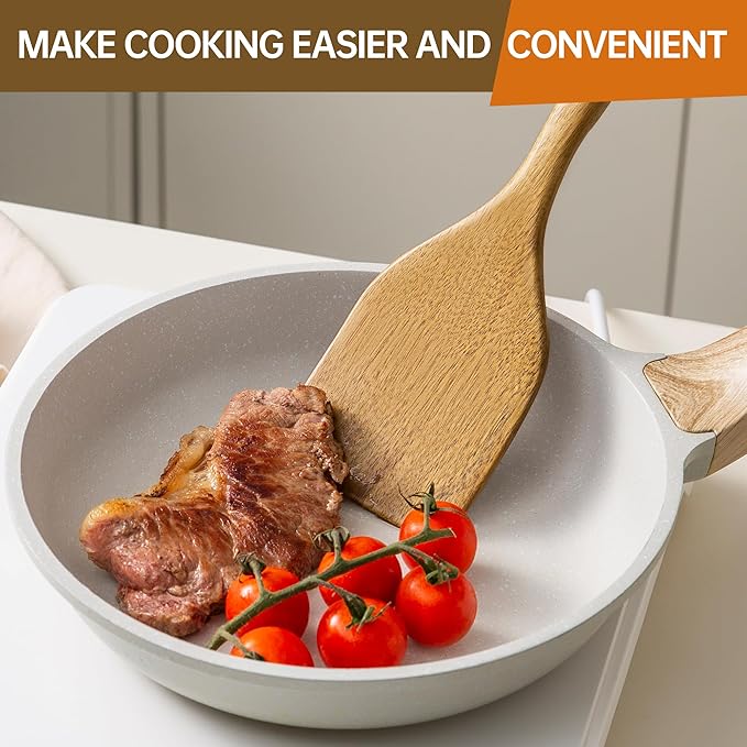 Wooden Utensil Set 2 Pcs - Natural Non-Toxic Acacia Wooden Spoons for Cooking, Nonstick, Sturdy, Easy to Clean, Wood Kitchen Utensils Set, Ideal for Gifting