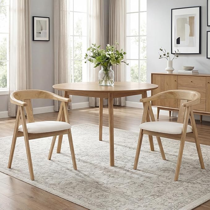 HNY Wooden Folding Chair with Cushion Set of 2, Linen Foldable Dining Chairs Folding Event Chair, Portable Space-Saving Accent Chair with Armrests for Kitchen Dining Living Room Small Spaces, Beige