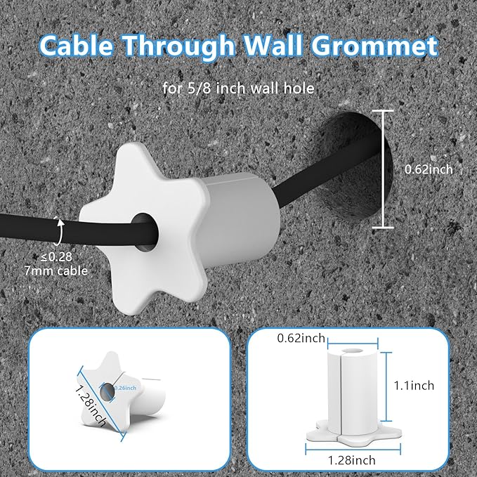 Starlink Cable Installation kit for 5/8 inch Wall Hole,starlink min Cable Routing kit Wall Cable Pass Through Routing Tool Wall Grommets Accessories Special Design for Concrete and Brick Wall(White)