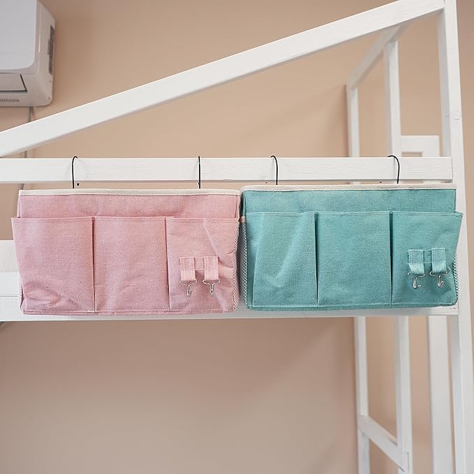 Bedside Caddy, Bedside Hanging Storage Organizer forBunk and Hospital Beds,College Dorm Bed，Can be Placed Glasses Books Mobile Phones(Green)