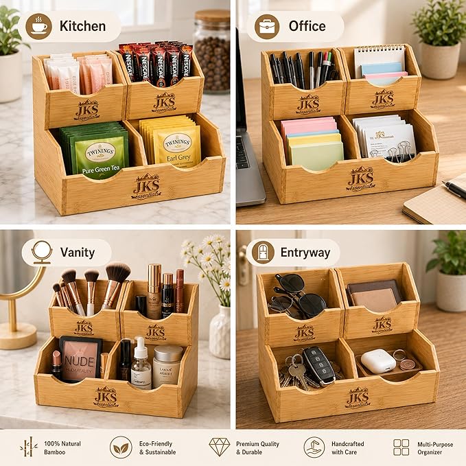 Bamboo Pantry Storage Bins|Stackable Potato and Onion Storage Bin|3Tier Bamboo Pantry Organizer with Slide Out Access|Fruit & Vegetable Storage Basket for Kitchen Countertop|Pantry & Cabinet Organizer