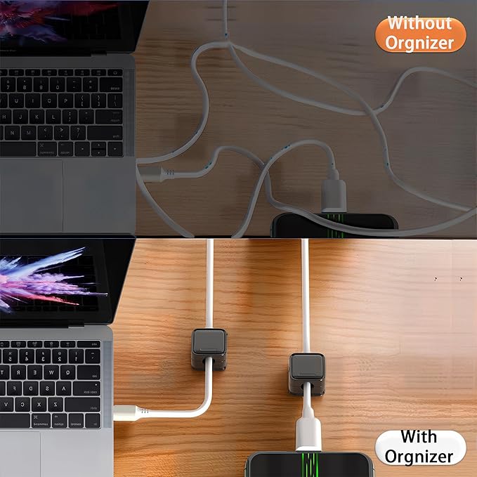 Magnetic Cord Organizer for Desk, 8 Pack Cable Clips for Cord Management, Adhesive Cable Holder for Car, Home Office Desk Accessories, Wire Organizer for Nightstand & Wall