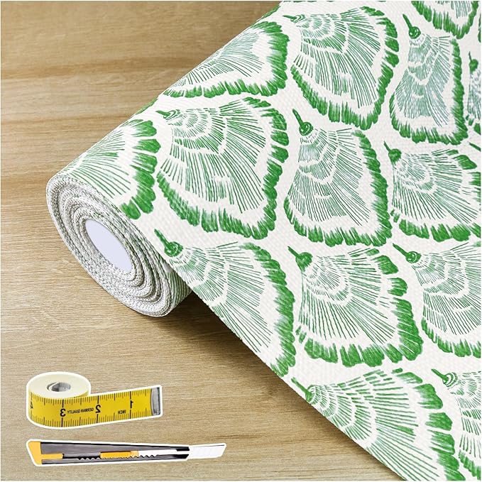 Drawer and Shelf Liner - Green Banana Leaf Pattern,Non Adhesive Non Slip Waterproof Easy-Clean Liner for Kitchen Cabinet, Refrigerator, Bathroom, Pantry Storage Drawers, 17 in x 30 Ft.