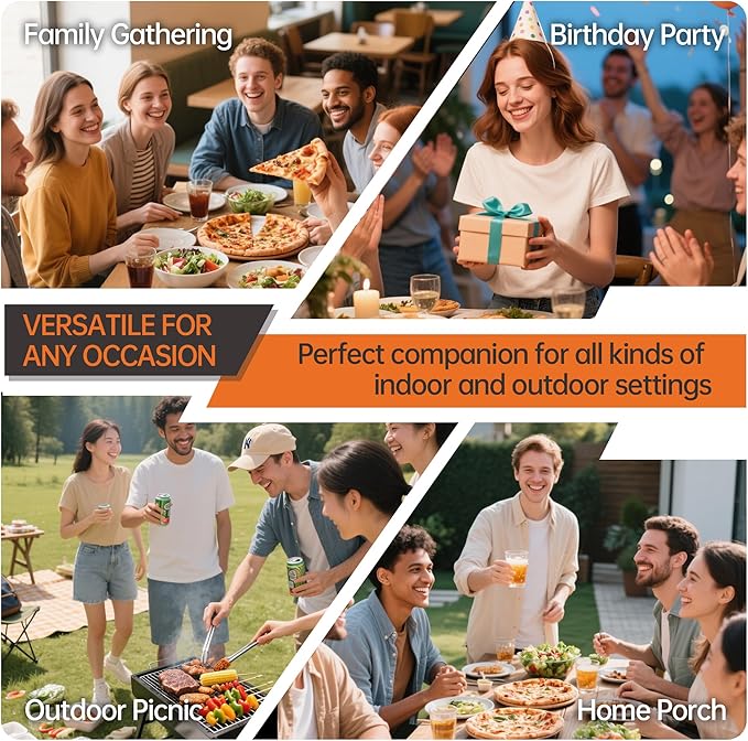 VSOAEIL Set of 2 6 Foot Folding Table for Indoor Outdoor, Portable Heavy Duty Fold-in-Half Utility Plastic Foldable Dining Table with Carrying Handle for Picnic, Camping and Party, 2 Pack Matte Black