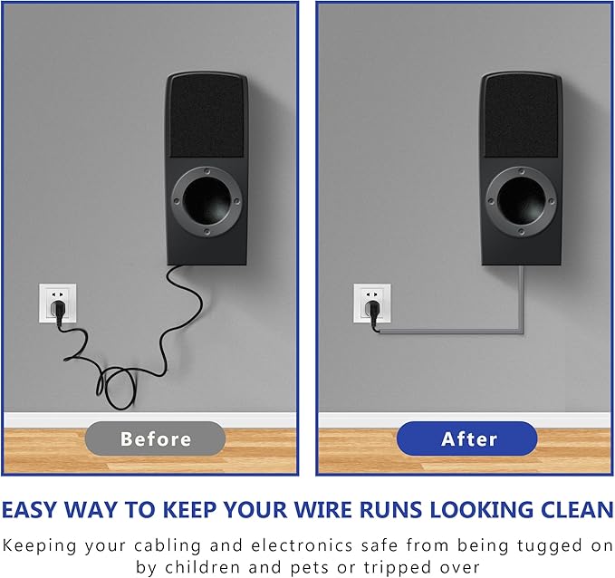 One Cord Cover Wall 153in(9X L17in) - Mini Wire Hider, Wire Cover for Hiding Speaker Wire, Baby Monitor Cord - Paintable Wire Channel for Cable Concealer, W0.5in H0.3in, CMR05 Grey