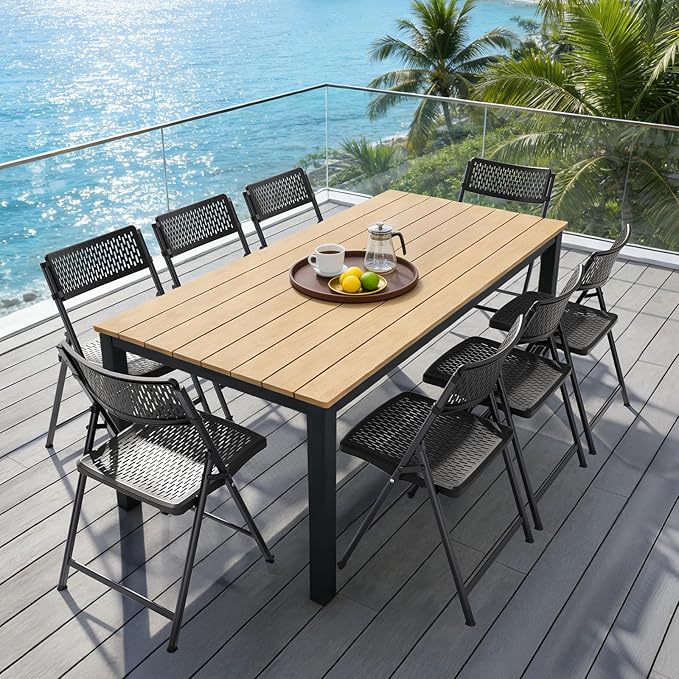 4-Pack Black Folding Chairs, Mesh Plastic Seat with Steel Frame, 400 lbs Capacity, Non-Slip Pads, Easy Clean for Indoor/Outdoor Weddings, Patios & Card Tables