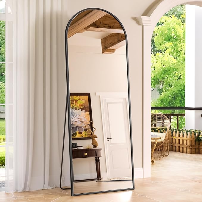 Antok Full Length Over-the-Door Hanging Mirror - Freestanding Wall Mount Leaning Body Mirror for Bedroom Living Room Entryway, 58" L x 20" W, Black