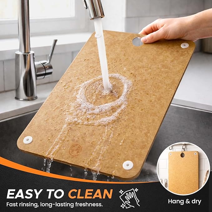 Earth's Dreams Composite Wood Cutting Board – Dishwasher Safe, Non-Toxic Cutting Boards for Kitchen – Large, Medium & Small Non-Slip Wood Charcuterie & Chopping Boards (Tan)