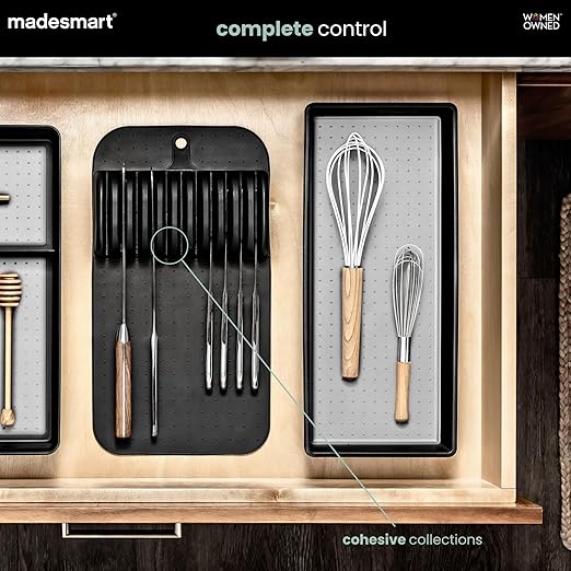 madesmart Large Knife Mat, Soft-Grip In Drawer Knife Organizer for 12 Knives, Non-Slip Kitchen Drawer Storage, Space Saving Knife Block Alternative, Premium