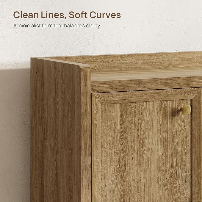 SICOTAS Shoe Cabinet Storage for Entryway - 72-Pair Shoe Cabinets with Doors and Adjustable Shelves, Modern Large 7-Tier Shoes Storage Cabinet for Mudroom Closet Hallway Living Room, Brown Oak, 3PCS