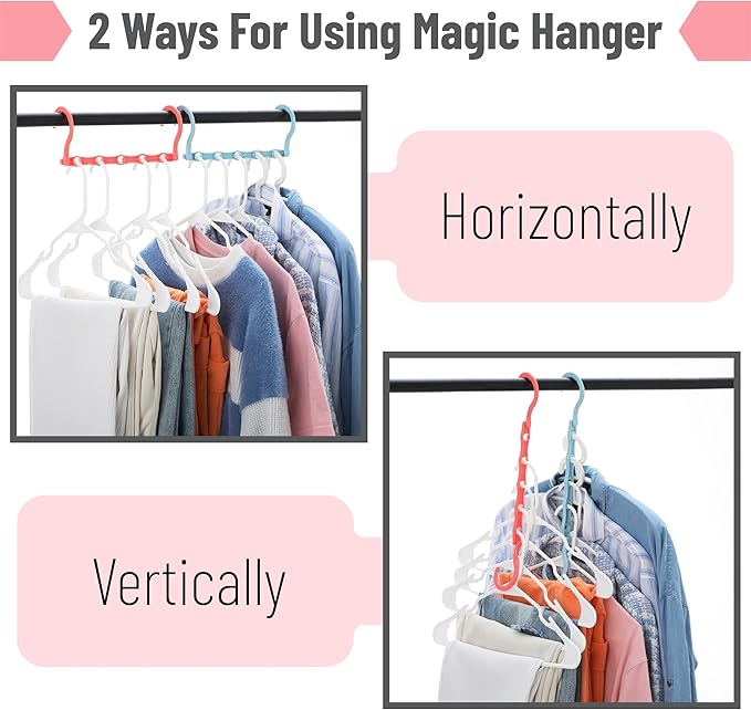 Mr. Pen- Space Saving Hangers, 8 pcs, 360° Rotating Hooks, Magic Cascading Hanger Organizer with 5 Enclosed Slots, Closet Organizers and Storage for Clothes, College Dorm Room Essentials