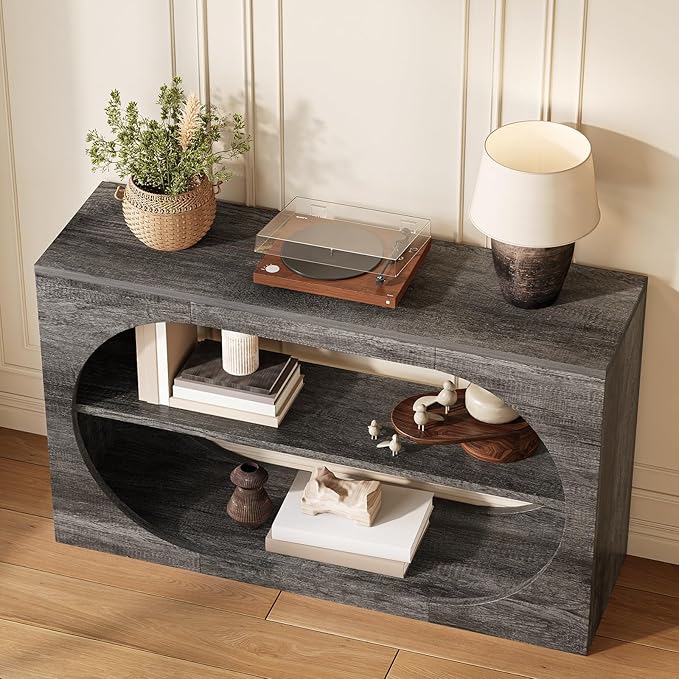 Console Table, 55-Inch Entryway Tables 3-Tier Wood Narrow Sofa Tables for Living Room Foyer Table for Entryway, Hallway, Entrance