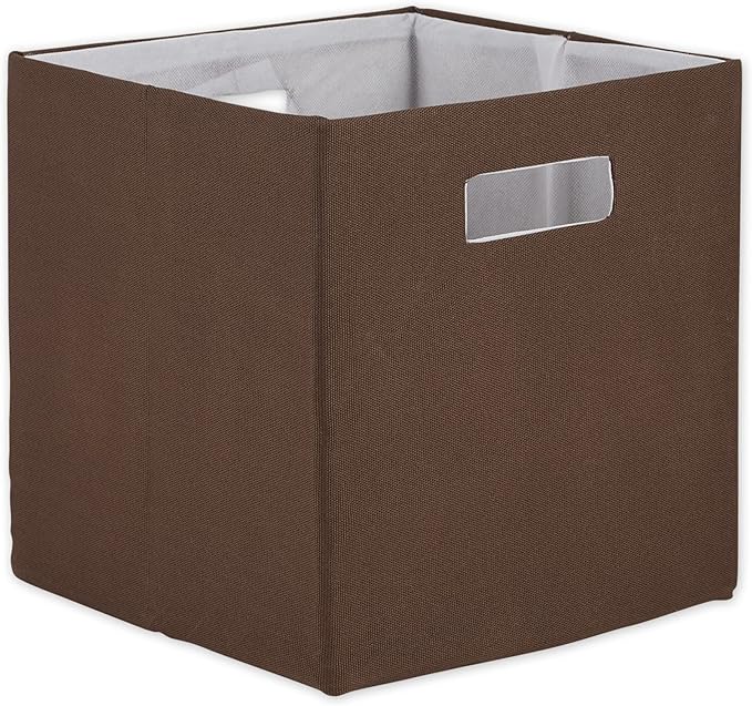 DII Collapsible Polyester Storage Cube, Solid, Lightweight and Durable, Small Square, 11x11x11, Bark Brown