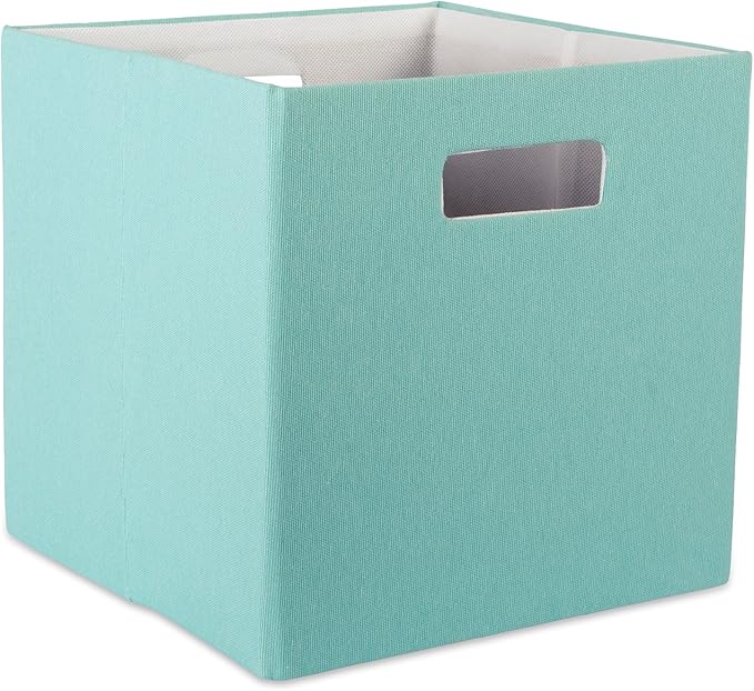 DII Collapsible Polyester Storage Cube, Solid, Lightweight and Durable, Small Square, 11x11x11, Aqua