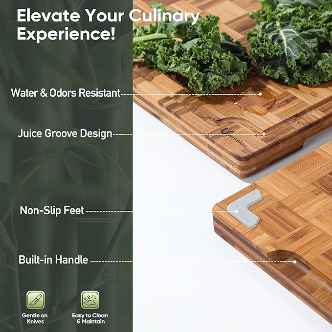 Heavy Duty Bamboo Cutting Boards Best Non Toxic Book Checkered Wood Cutting Boards for Kitchen Solid End Grain Wood Chopping Board Large Butcher Block