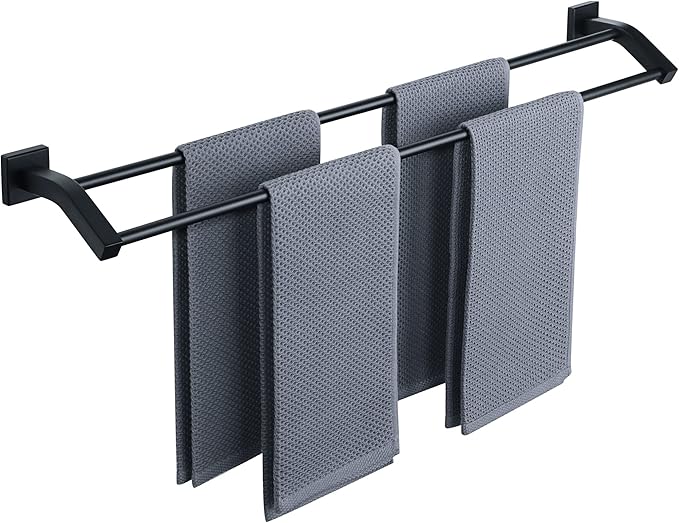 Alise Bath Double Towel Bars Towel Racks for Bathroom,32 Inch Wall Mount Towel Holder Heavy Duty SUS304 Stainless Steel Towel Hanger Towel Rail,Matte Black