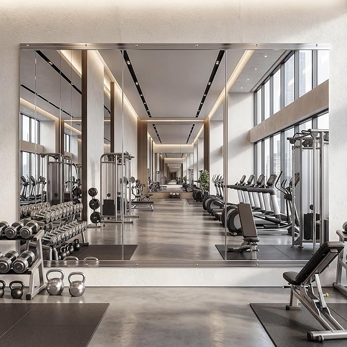 Home Gym Mirror, 40" x 80" - 3PCS, Large Full Length Mirror Wall Mounted for Yoga, Frameless Tempered Glass for Home Gym, Dance Studio, Living Room, Bathroom