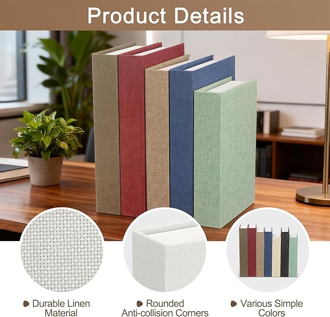 uxcell Decorative Books, 8.7 x 5.9 Linen Fake Books for Decoration Faux Decor Book for Modern Aesthetic Home Office Coffee Table Shelf Desktop Display, Grey White